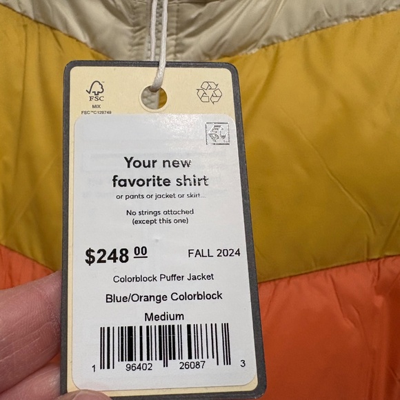 Marine Layer Archive NWT Colorblock Puffer Jacket Blue/Orange M or L MSRP $248 - Picture 13 of 14